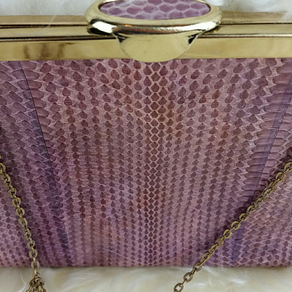 Etra Vintage Pink Snakeskin Clutch/Crossbody - Picture 5 of 8